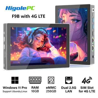 Higole F9B mit 4G LTE 7'' Intel N100 NAS Mini PC Windows 11 WiFi5 16GB 256GB 5000mAh 4K Computer Touchscreen Windows Tablet