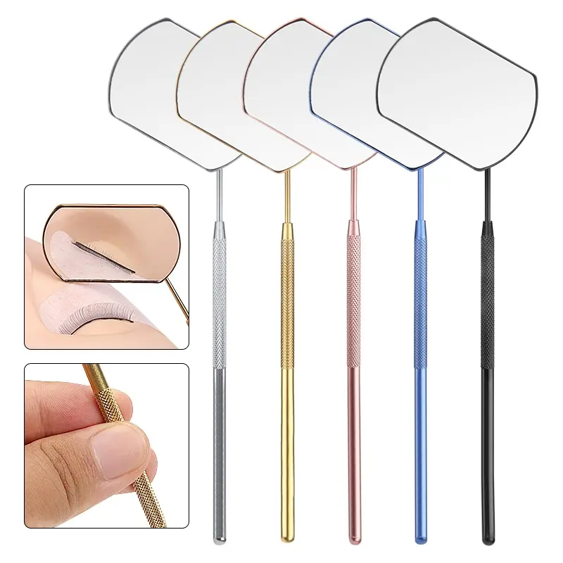 1 PCs Wimpern Verlängerung Spiegel Wimpern Verlängerung Pfropfen Werkzeuge Edelstahl Multifunktions Überprüfung Wimpern Spiegel Schönheit Make-Up Image