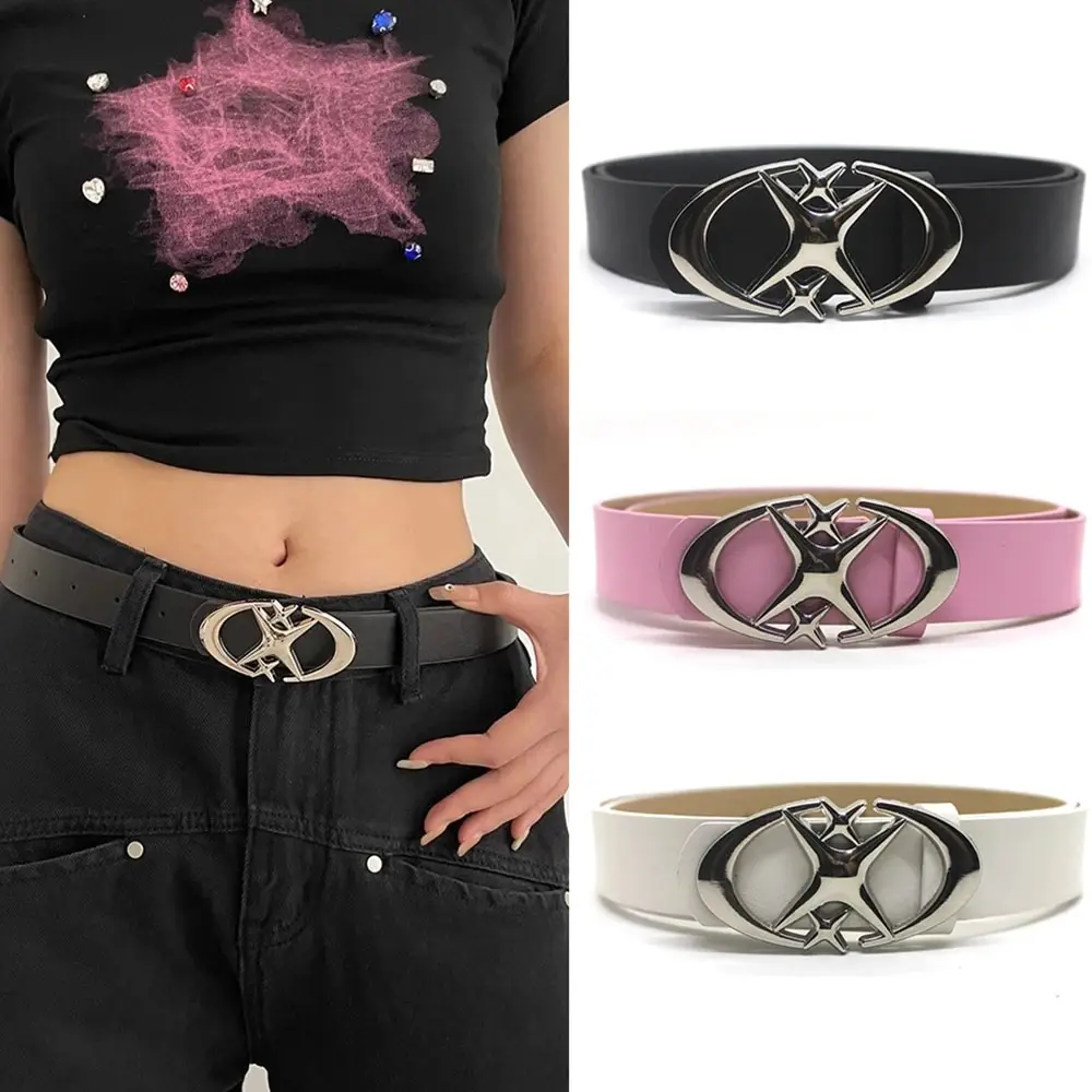 Frauen Gürtel Punk Stern Schnalle Gürtel Design Kreuz Metall Vintage Gothic Männer Frauen Y2K Gürtel Pu Leder Bund Hosen Jeans Dame gürtel
