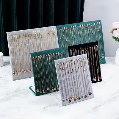 High Quality Velvet L-Shaped Necklace Display Rack Jewelry Bracelet Display Rack Earrings Display