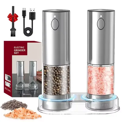 Electric Pepper Grinder Stainless Steel Salt And Pepper Grinder USB Rechargeable Adjustable
