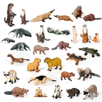 Realistic Woodland Creatures Figurines Toys Raccoon,Beavers ,Badger,Anteater,Platypus Easter Eggs