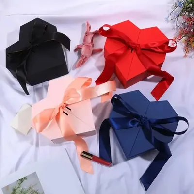 Double Door Gifts Box Gifts Heart Shaped Florist Box Packaging Box Valentines Day Bows Gift Case