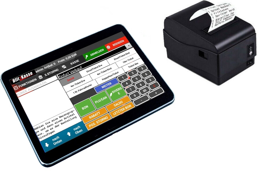 Blitzkasse Automatisierungssystem für GASTRONOMIE: 7" Bedienerterminal, Bondrucker Image