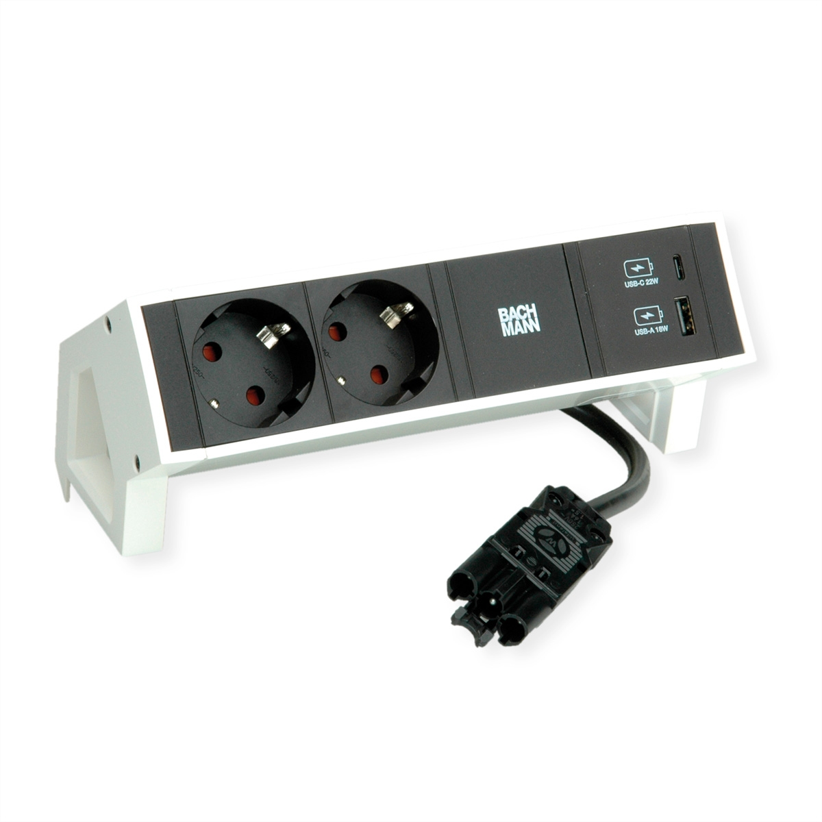 BACHMANN DESK2 2xSchutzkontakt USB A&C, USB Charger 22W 0,2m GST18 weiss Image