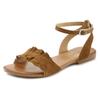 Sandale LASCANA "Sommerschuh", Damen, Gr. 43, braun (camelfarben), Obermaterial: 100% Ziegenleder. Futter: 100% Schweinsleder. Decksohle: 100% Rindsleder. Laufsohle: 100% Synthetik, unifarben, modisch, Schuhe Riemchensandale, Sandalette, Sommerschuh...