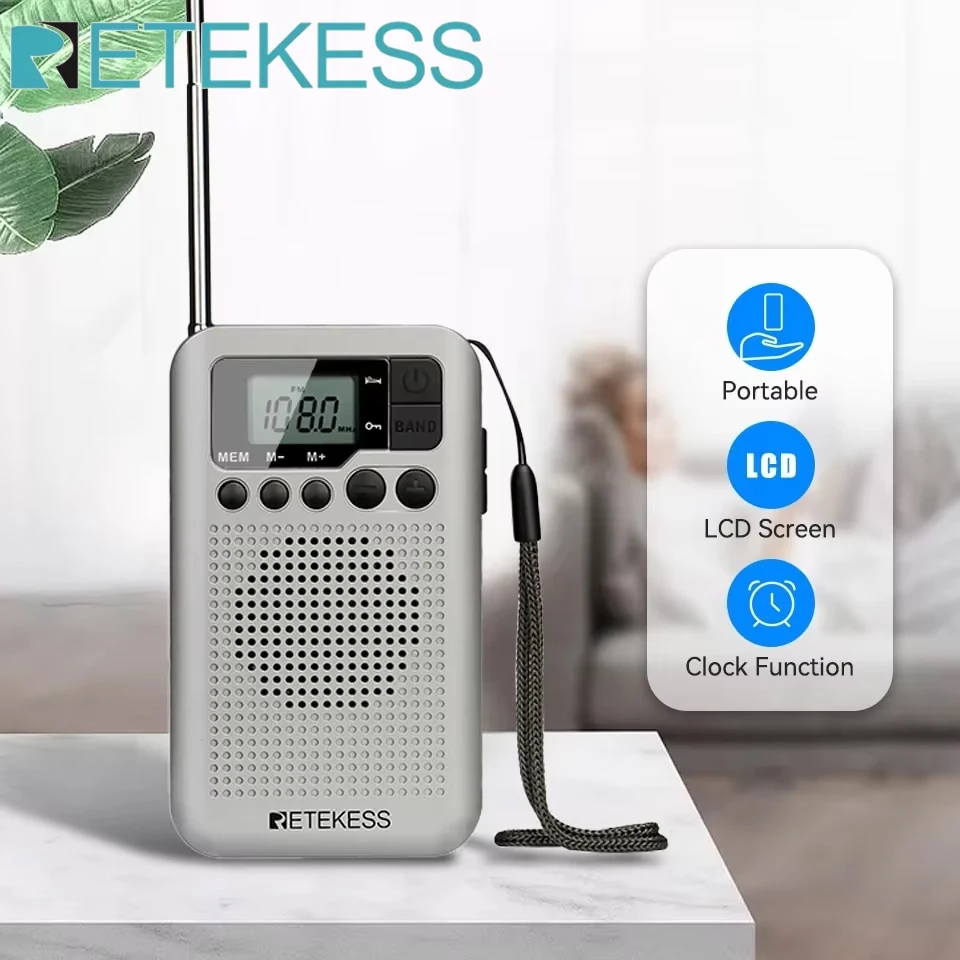 Retekess tr106 mini radios tragbare radio am fm akku betriebene pocket radio lautsprecher stereo lcd display kopfhörer Image