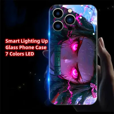 2025 Japanese Popular Anime Role Smart LED Light Up Glass Phone Case For Samsung S25 S24 S23 S22 S21 S20 FE Note Plus 20 Ultra