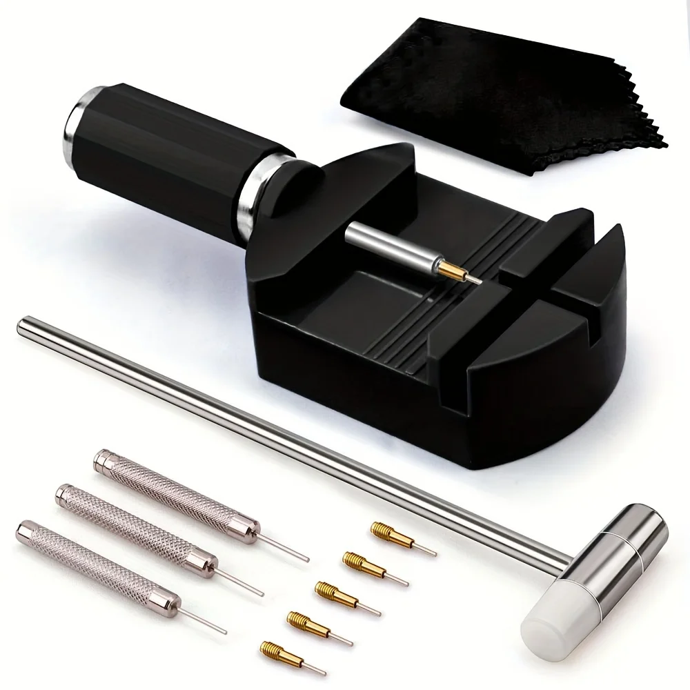 Kit d'outils de retrait de maillons de montre 11 pièces, Kit d'outils de réparation de dissolvant de goupille de chaîne d'outil de bracelet de montre pour la réglage du bracelet de montre, montre