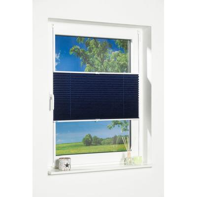 Plissee K-HOME "Klemmfix Pisa" Gr. 100, blau (dunkelblau), B:100cm H:210cm, Plissees, Crushed-Optik Image
