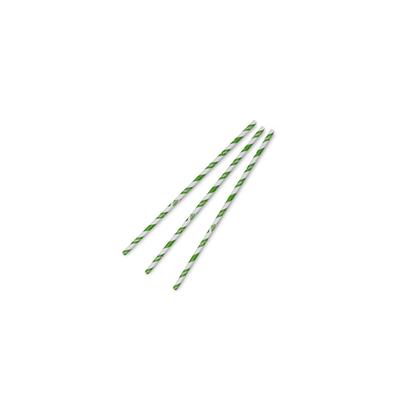 Vegware PS06-GS 7 4/5" Unwrapped Jumbo Paper Straws, Green Striped