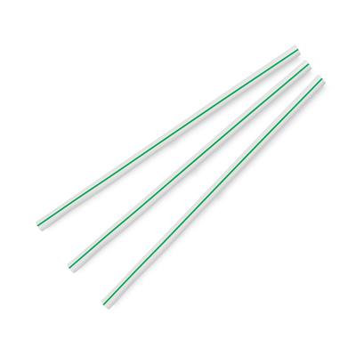 Vegware WS07-GS 8 1/4" Unwrapped Jumbo Straws - PLA, Green Striped
