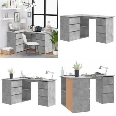 Eckschreibtisch Betongrau 145x100x76 cm Holzwerkstoff - Eckschreibtisch - Schreibtisch Grau Image