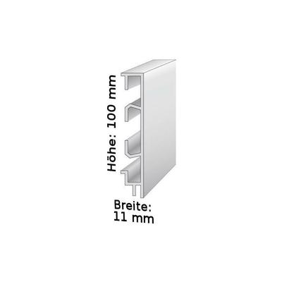 Sockelleiste mit Kabelkanälen, Höhe: 60 mm, Breite: 15 mm, Aluminium (silber eloxiert), Typ: 465