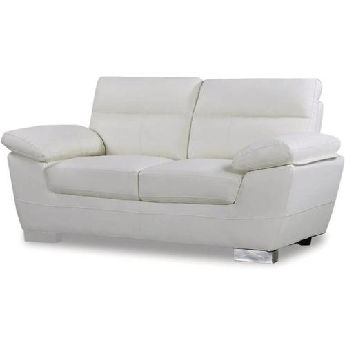 Ledersofa aus rekonstituiertem Leder und pvc 'Dallas' - 169 x 88 x 90 cm - 2-Sitzer - Weiß