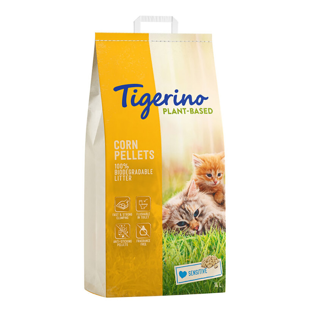 14l Corn Pellets Frangrance-Free Sensitive Tigerino Plant-Based Cat Litter