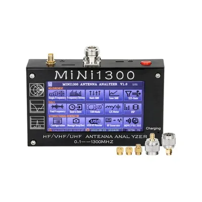 Mini1300 Antenna Analyzer, 4.3 Inch 0.1-1300MHz HF VHF UHF Antenna Analyzer ANT/SWR/TDR/DSP RF Signal Generator Vector Network