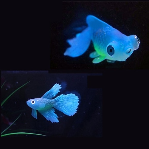 2 Stück künstliche Aquarienfische Kunststofffische realistische künstliche bewegliche schwimmende orangefarbene Goldfische gefälschte Fischornamente Dekorationen für Aquarienfischbecken Image