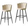 Lot de 2 tabourets de bar nymphea métal noir velours beige