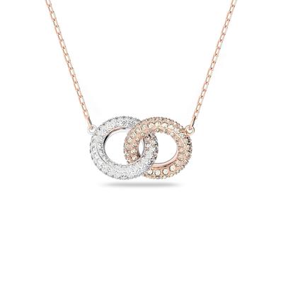 Kette mit Anhänger SWAROVSKI "Dextera Round", gold (metallfarben, roségoldfarben, kristallweiß, rosa), Halsketten, Damen, Metall, L: 43cm, mit Swarovski Kristall Image