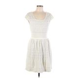 American Eagle Outfitters Casual Dress Crew Neck Short Sleeve: Ivory Dresses - Women's Size Large