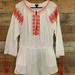 J. Crew Shorts | J. Crew White Shorts Romper Orange Embroidery Long Sleeve Size Small | Color: White | Size: S