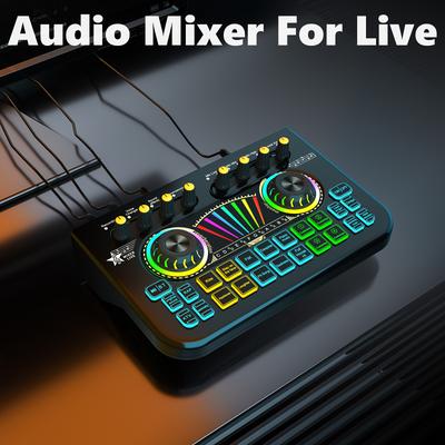 TEMU Audio Mixer, Live Sound Card And Audio Interface With Dj Mixer Effects And Voice Changer, Podcast Production Studio Equipment, For Tiktok Youtube