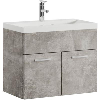 Badezimmer Badmöbel-Set Montreal 01 60cm Waschbecken Beton Grau - Unterschrank Waschtisch Möbel