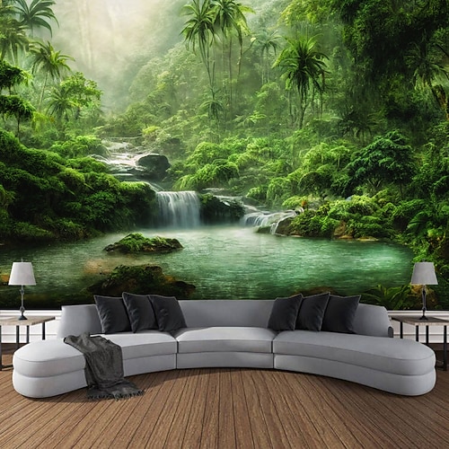 Natur Kaskade hängen Wandteppich Kunst große Wandteppich Wandbild Dekor Fotografie Hintergrund Decke Vorhang Haus Schlafzimmer Wohnzimmer Dekoration Wandtuch XXL Natur Image
