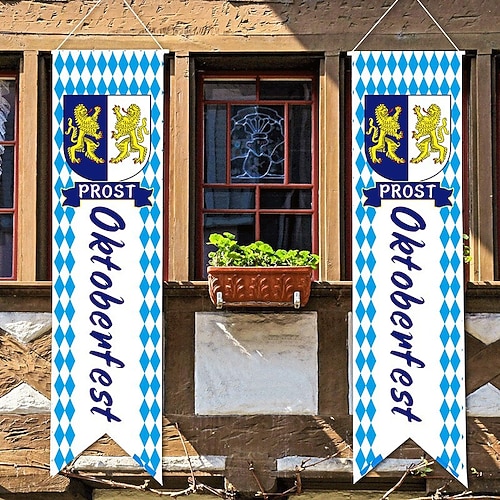 Oktoberfest-Partydekorationen, Oktoberfest-Fototürbanner, Hintergrund-Requisiten, großes Stoff-Fototürbanner für Oktoberfest-Partydekorationen, lustiges Oktoberfest-Spielzubehör, 1,80 x 0,90 m Image