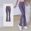 Per donna Pantaloni da yoga Gamba svasata Fascia Elastica Vita Alta Pilates Allenamento in Palestra Allenamento Collant Tinta unica Grigio scuro Nero Blu Gli sport Abbigliamento sportivo Elasticizzato