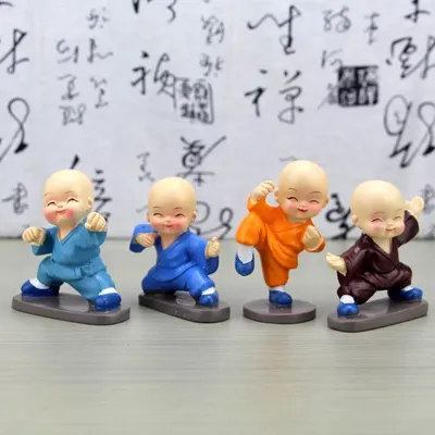 colour Shaolin Kungfu Boy figurine Practicing Wushu and Fighting Four No. 4 Monks Car Interior