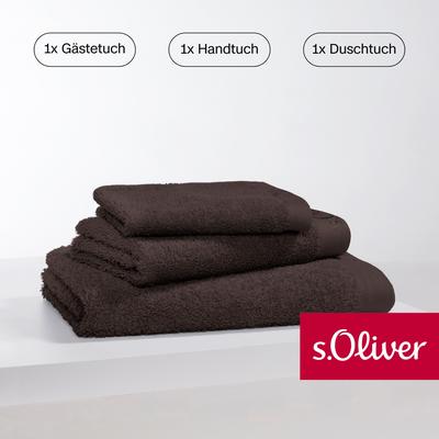 Handtuch Set S.OLIVER "s. Oliver, besonders weich und saugfähig", braun, 3 St., Walkfrottier, Walkfrottier, Baumwolle, H