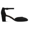 Spangenpumps TAMARIS, Damen, Gr. 39, schwarz, Textil, unifarben, Veloursleder, klassisch, Schuhe, Riemchenpumps, Abendschuh, Festtagsschuh, verstellbare Schnalle