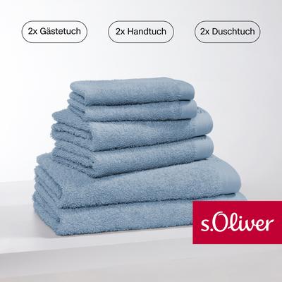 Handtuch Set S.OLIVER "s. Oliver, besonders weich und saugfähig", blau (hellblau), 6 St., Walkfrottier, Walkfrottier, Ba