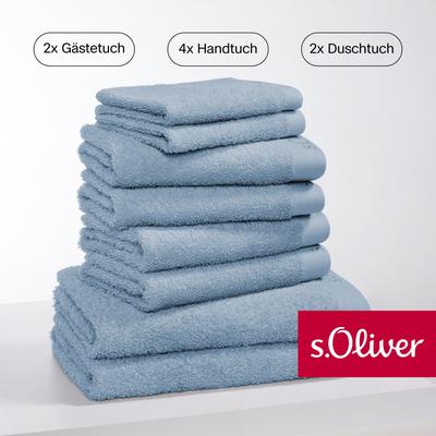 Handtuch Set S.OLIVER "s. Oliver, besonders weich und saugfähig", blau (hellblau), 8 St., Walkfrottier, Walkfrottier, Ba