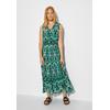 Sommerkleid CECIL, Damen, Gr. XL (44), US-Größen, grün (fir grün), Stoff, 100% Lenzing EcoVero Viscose, bedruckt, casual, gerade lang, V-Ausschnitt, ohne Ärmel Bündchen, Kleider, mit Volant
