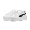 Sneaker PUMA "Karmen II Leather Sneakers Damen", Gr. 41, schwarz-weiß (weiß schwarz silber metallic), Obermaterial: Kuhleder, Textil, Synthetik; Futter: Textil; Innensohle: Textil; Laufsohle: Gummi, Schuhe