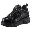 Plateausneaker BUFFALO "CORIN BUTTERFLIES", Damen, Gr. 37, schwarz, Lacklederimitat, glänzend, modisch, Schuhe, Freizeitschuh, Halbschuh, Schnürschuh, Streetwear, vegan