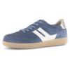 Plateausneaker GABOR, Damen, Gr. 41, blau (dunkelblau, sand), Veloursleder, Glattleder, kontrastfarbene Details, sportlich, Schuhe, Freizeitschuh, Halbschuh, Schnürschuh mit gepolstertem Schaftrand