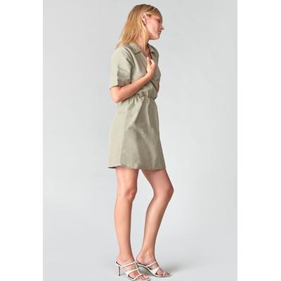 Jerseykleid LE TEMPS DES CERISES "FLOE", Damen, Gr. XS, EURO-Größen, beige (sand), 100% Baumwolle, unifarben, V-Ausschnitt, Kurzarm, Kleider, in gewickeltem Design Image