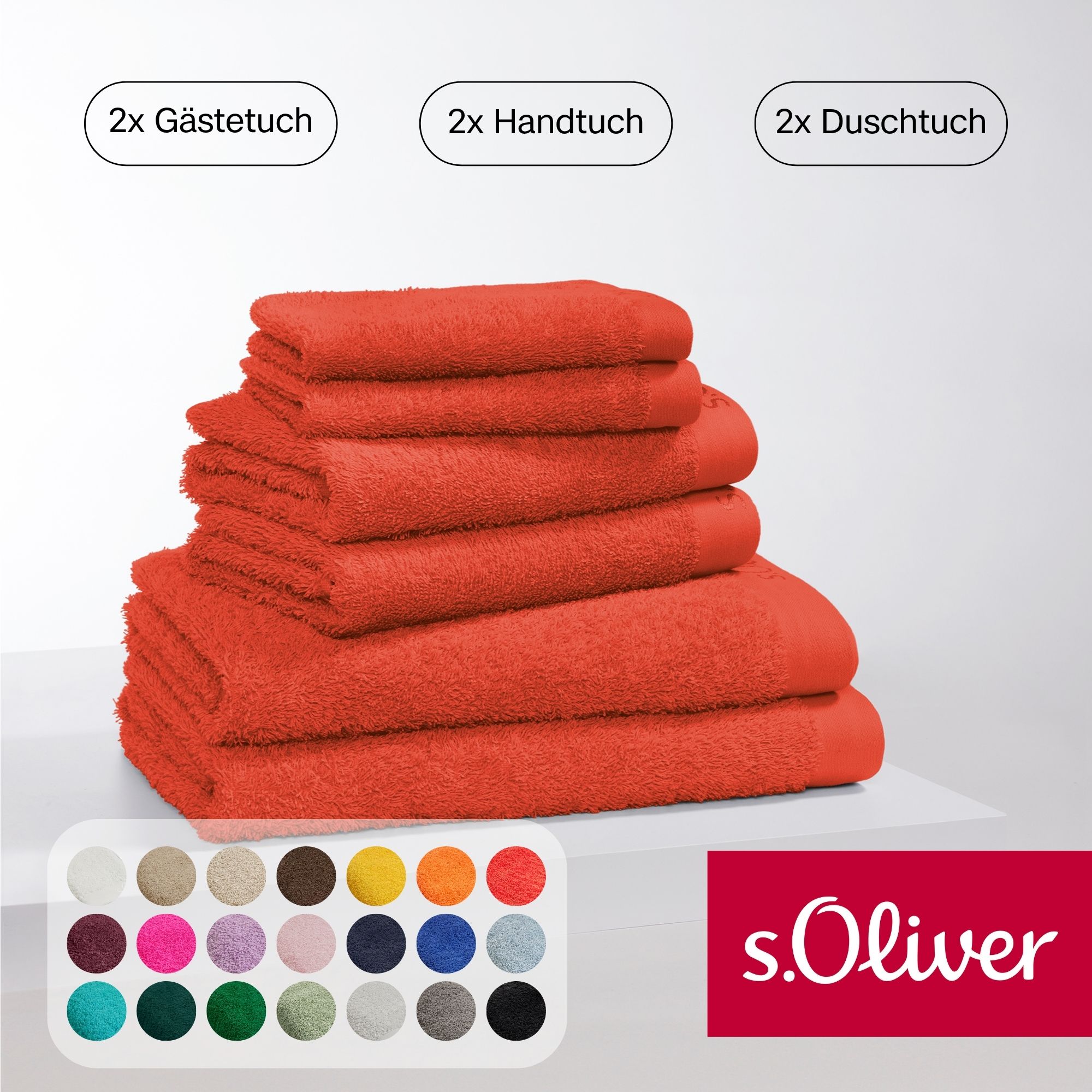 Handtuch Set S.OLIVER "s.Oliver, Premium Qualität, 600 gr/m²", rot, 6 Stk., Walkfrottier, Walkfrottier, Obermaterial: 100% Baumwolle, Handtuch-Sets, 2 Gästetücher 30x50, 2 Handtücher 50x100, 2 Duschtücher 70x140