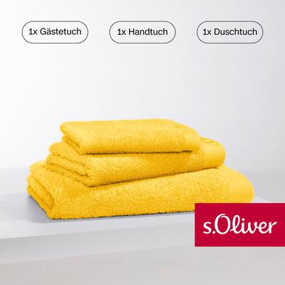 Handtuch Set S.OLIVER "s. Oliver, besonders weich und saugfähig", gelb, 3 St., Walkfrottier, Walkfrottier, Baumwolle, Ha