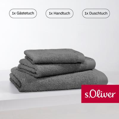 Handtuch Set S.OLIVER "s. Oliver, besonders weich und saugfähig", grau, 3 St., Walkfrottier, Walkfrottier, Baumwolle, Ha