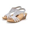 Sandalette LASCANA "Sommerschuh", Damen, Gr. 42, silber (silberfarben), Obermaterial: 100% Textilmaterial. Decksohle: 100% Textilmaterial. Laufsohle: 100% Synthetik, unifarben, feminin, Schuhe, Sandale, Sommerschuh mit Glitzerdetails und elastischem...