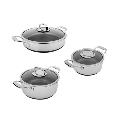 LIVWELL DiamondClad 6pc Hybrid Nonstick Stainless Steel Pot Set