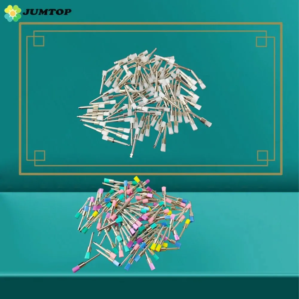 100PCS Dental Prophy Pinsel Polieren Zahnarzt Verbrauchsmaterialien Einweg Flache Typ Nylon Zähne Bleaching Sauber für Zahnmedizin Material Image