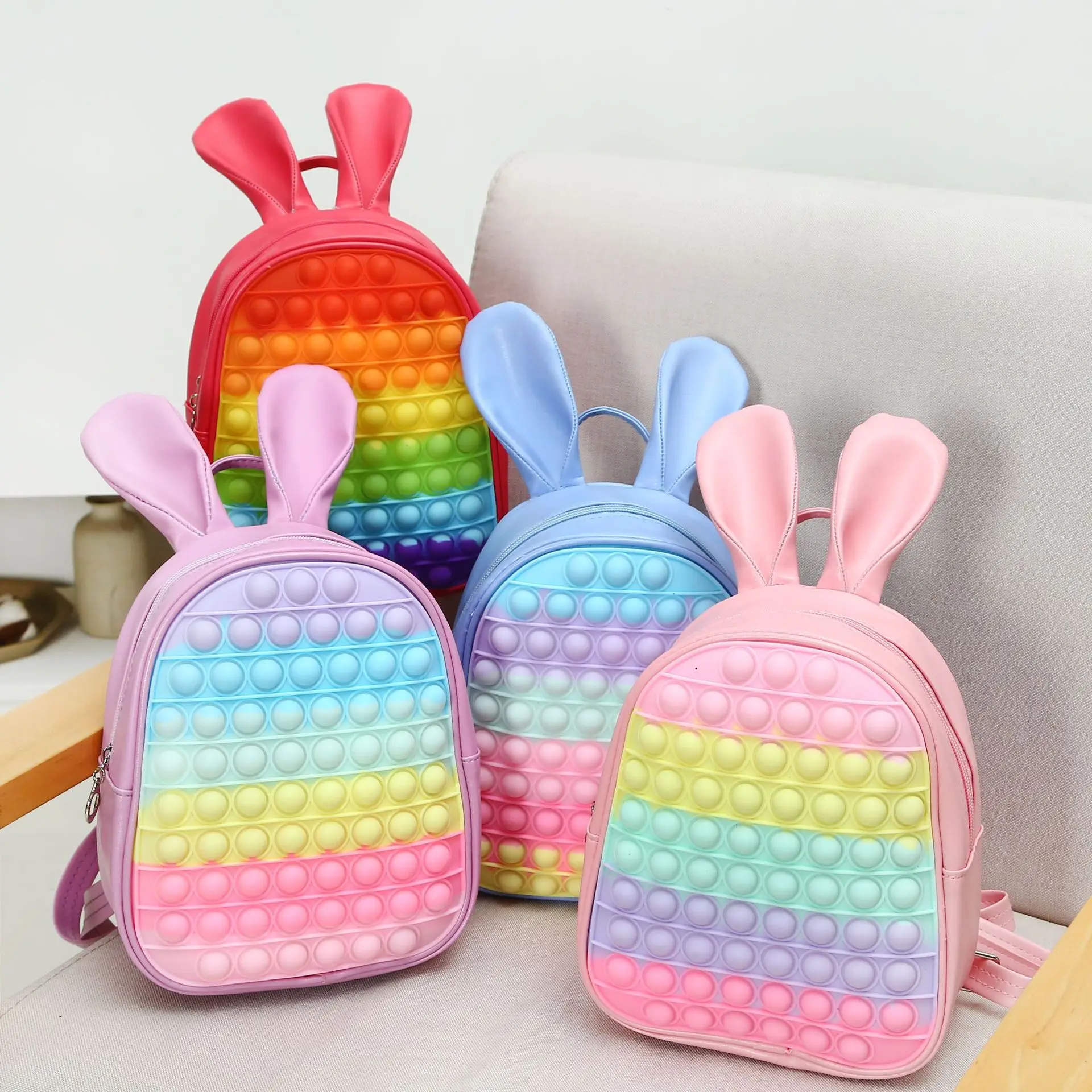 Pop ses enfants Silicone PU mignon oreilles de lapin sacs à dos nouvelle princesse filles belle mode petits sacs d'école chaud