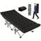 TEMU Folding Camping Cot With Mattress Black, Max Load 500lbs Cots For Sleeping Camp Cots For Adults Teenage Portable Travel Camp Cot Pad For Home Office Beach Garden Fishing, 74x28x15"