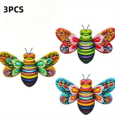 TEMU 3pcs 7.5in Iron Art Metal Colorful Fence Walls Art Courtyard Terrace Balcony Hanging Decoration, Colorful, Gift For Mom Grandma